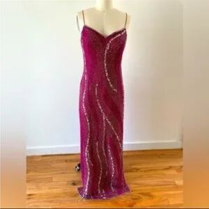 Scala 12-14 size Elegant Pink Sequin Evening Gown